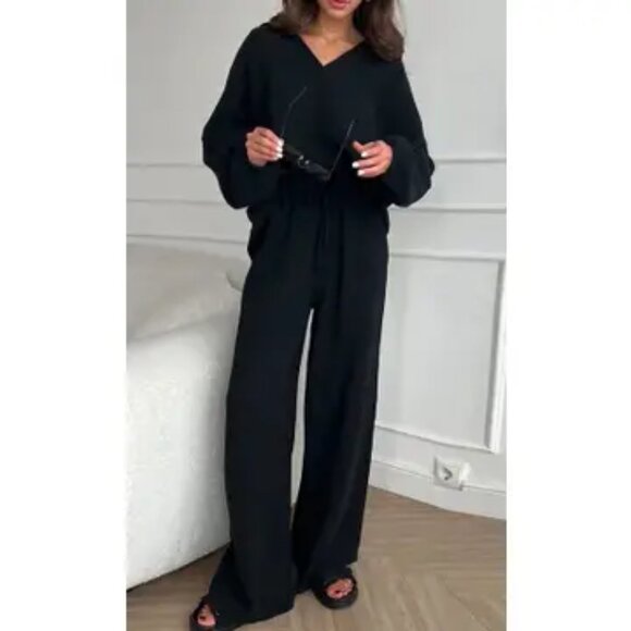 025 - Two Piece Pant Set Black - Picture 3 of 3